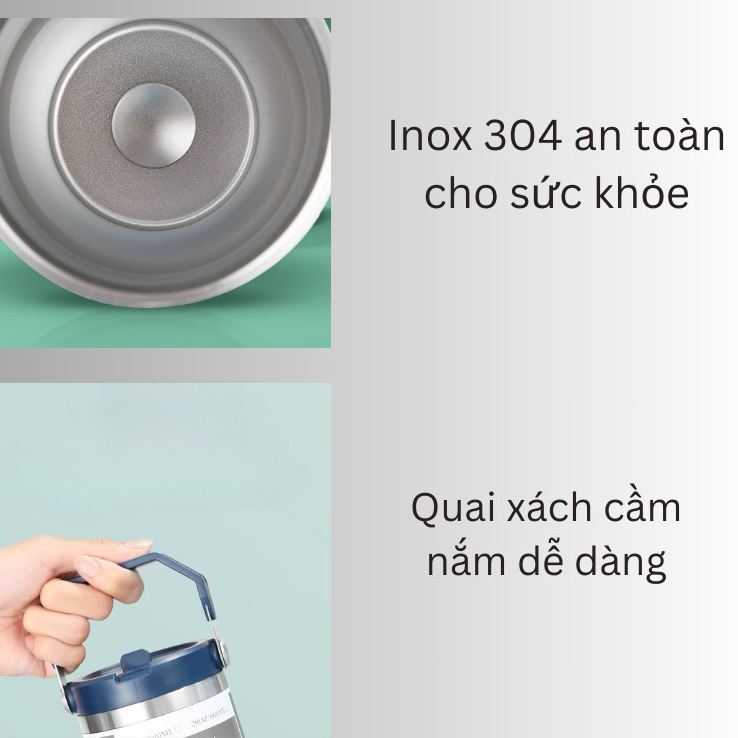 Bình/ Ly nước giữ nhiệt có quai xách 900ml