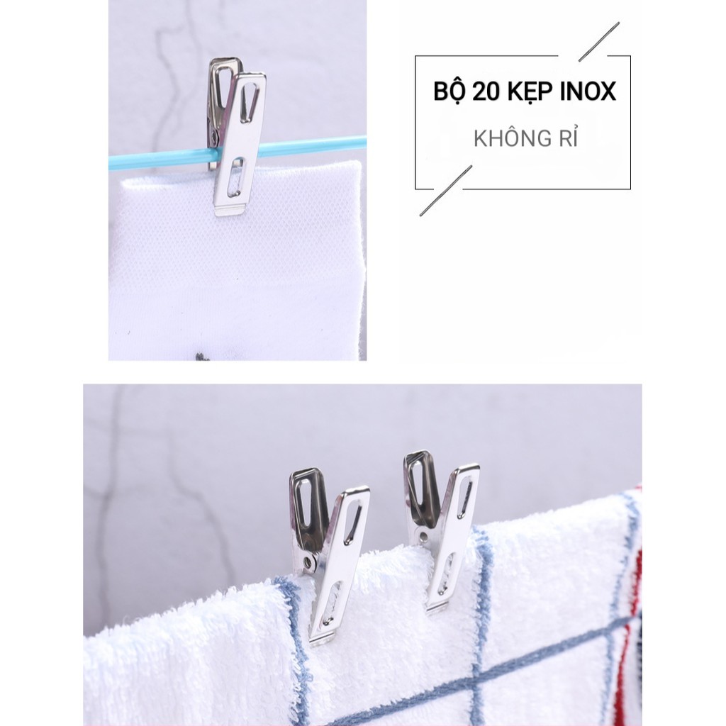 Bịt 20 Kẹp Quần Áo Inox