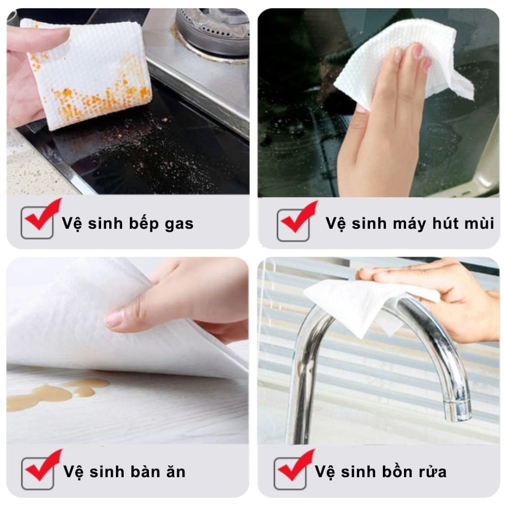 Bịt Khăn Ướt Lau Bếp Siêu Sạch Gói 80 Tờ 20x23cm
