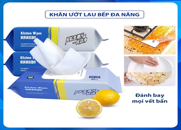 Bịt Khăn Ướt Lau Bếp Siêu Sạch Gói 80 Tờ 20x23cm