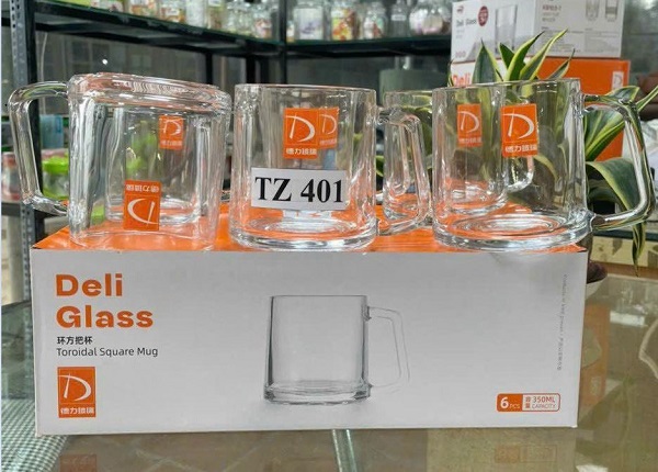 Bộ 6 Cốc/ Ly Thủy Tinh Có Vai DELI TZ401 350m