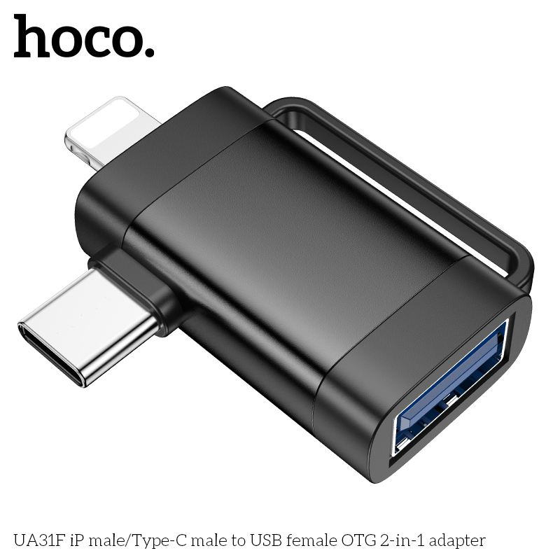 Bộ chuyển 2in 1 Lighting/TypeC sang USB Hoco UA31F otg