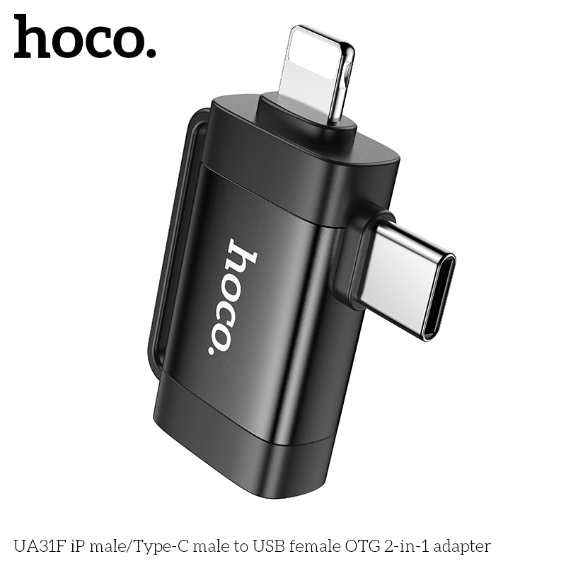 Bộ chuyển 2in 1 Lighting/TypeC sang USB Hoco UA31F otg