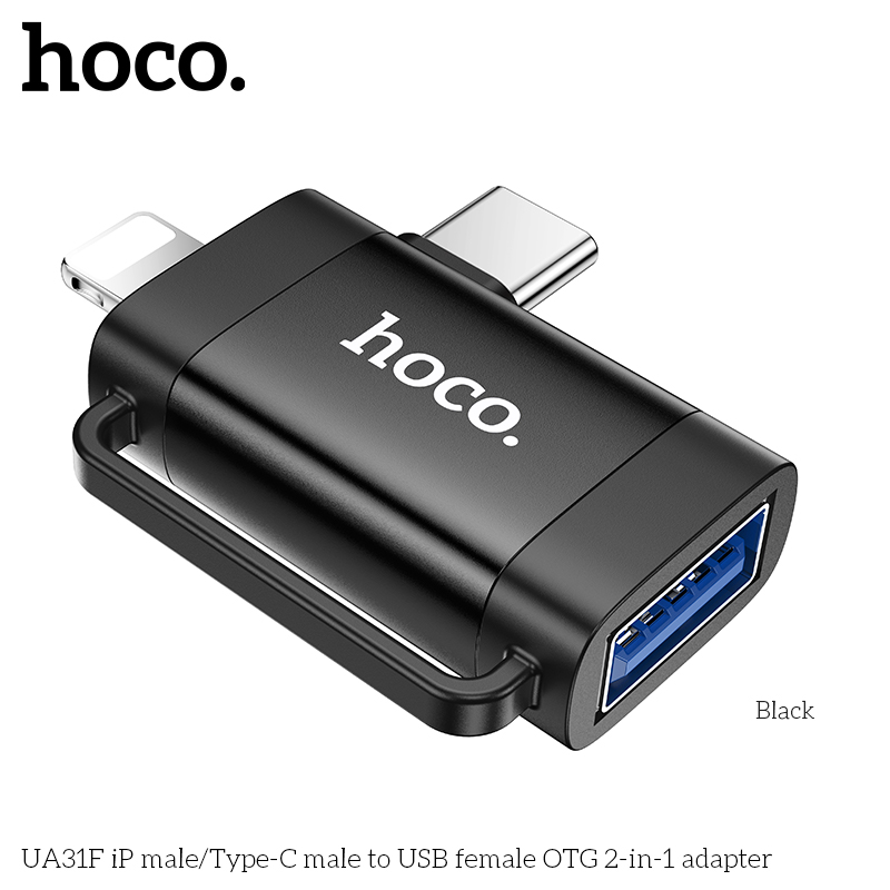 Bộ chuyển 2in 1 Lighting/TypeC sang USB Hoco UA31F otg