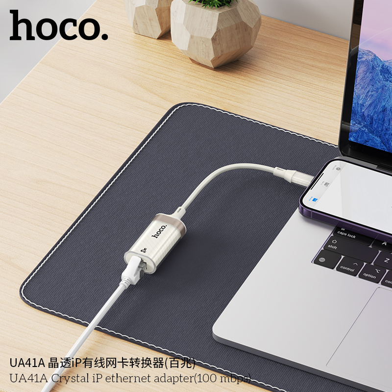 Cáp chuyển Hoco UA41A lighting ra cắm mạng Lan RJ45 100mbps