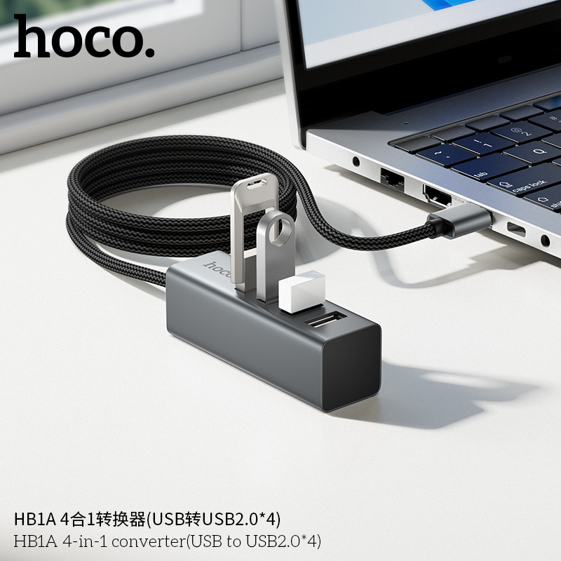 Hub chia 1usb ra 4 cổng usb 2.0 Hoco HB1A mới
