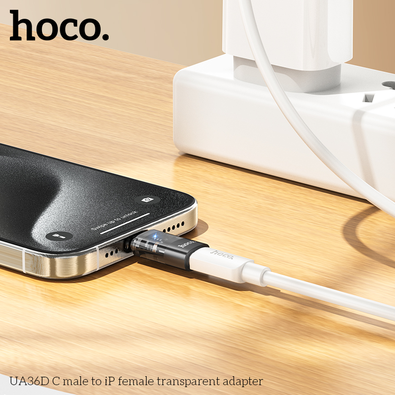 Bộ chuyển đổi Hoco UA36D TypeC sang Cắm Lighting trong suốt