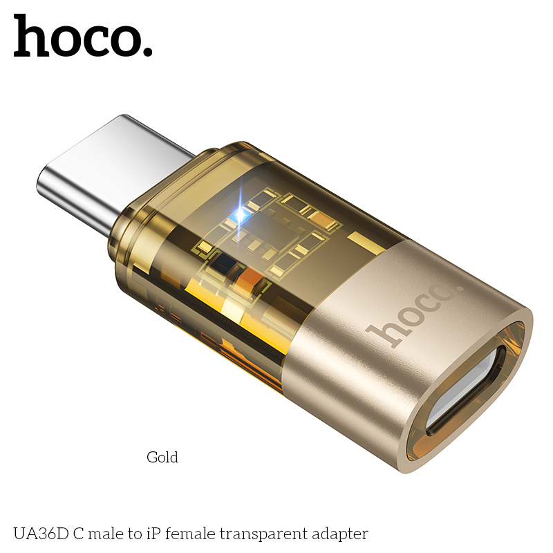 Bộ chuyển đổi Hoco UA36D TypeC sang Cắm Lighting trong suốt
