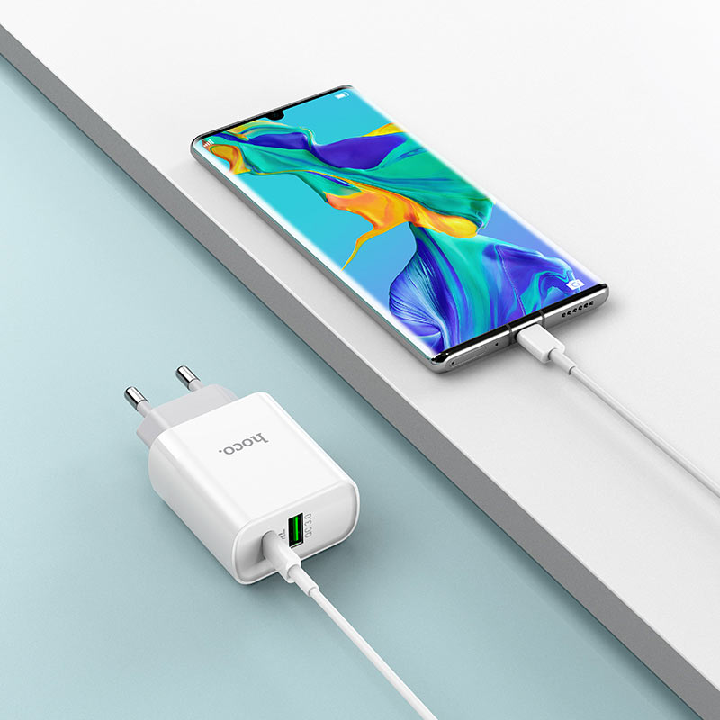 Cốc sạc 2 cổng Hoco C80A 20w ra 2 cổng USB+TypeC