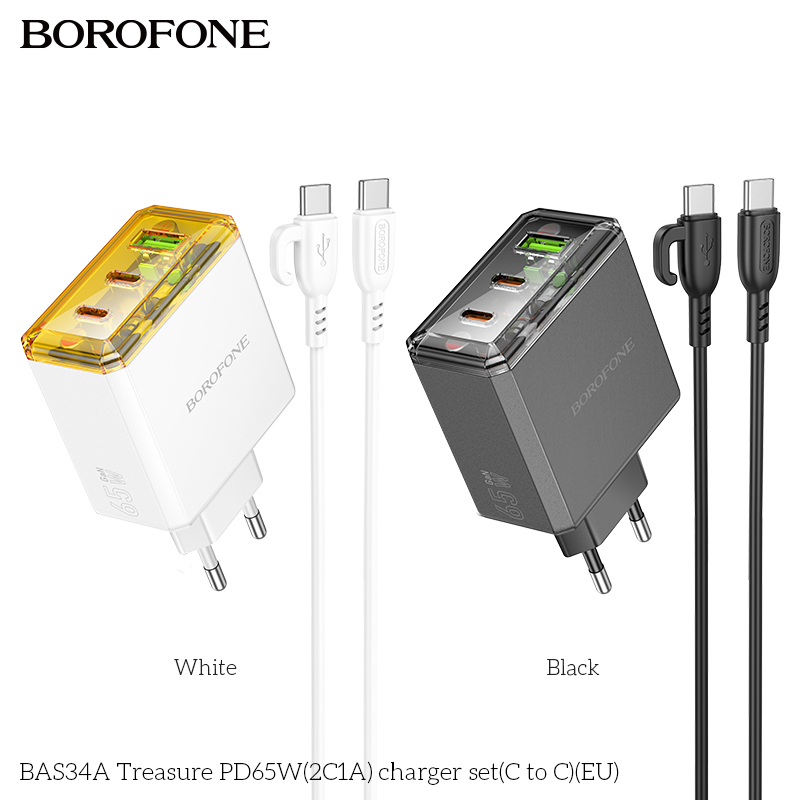 Bộ sạc TypeC-TypeC Borofone BAS34A PD65w 2c1a