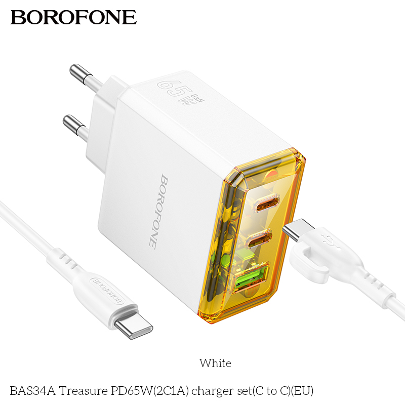 Bộ sạc TypeC-TypeC Borofone BAS34A PD65w 2c1a