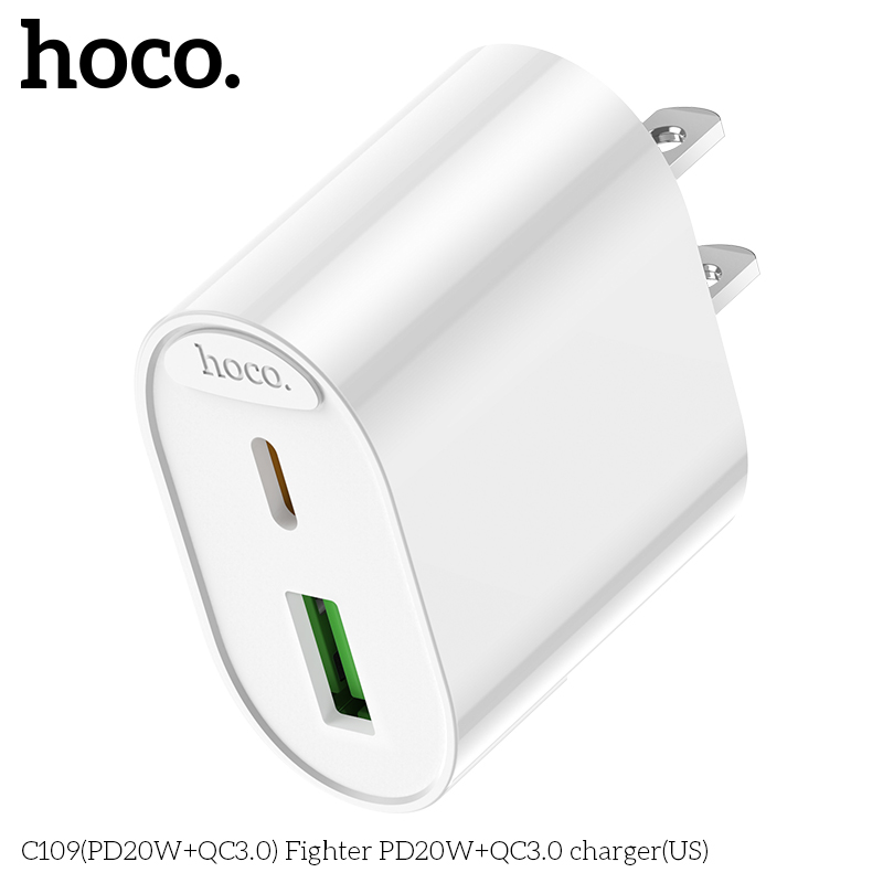 Cốc sạc 2 cổng Hoco C109/C109A 20w 2 cổng U+C