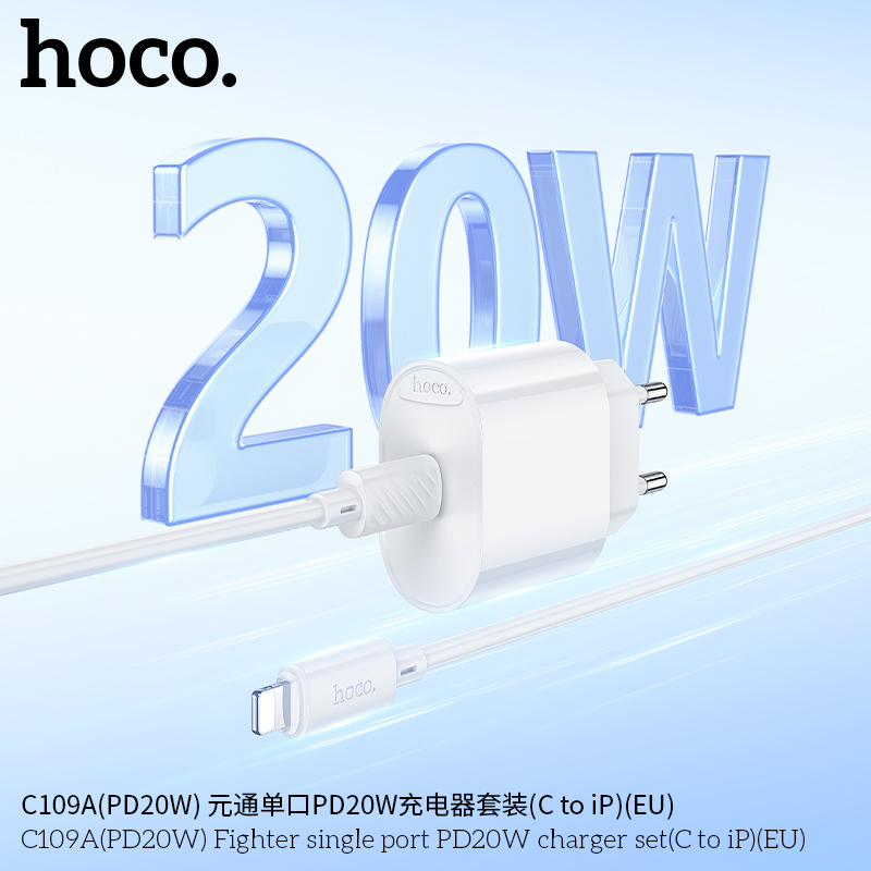 Bộ sạc TypeC-Lighting Hoco C109/C109A 20W c-l 1 cổng