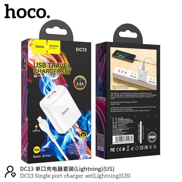 Bộ sạc Usb-Lighting nhanh Hoco DC13