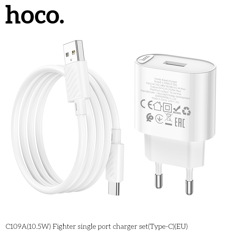 Bộ sạc Usb-TypeC Hoco C109/C109A 10.5w QC3.0