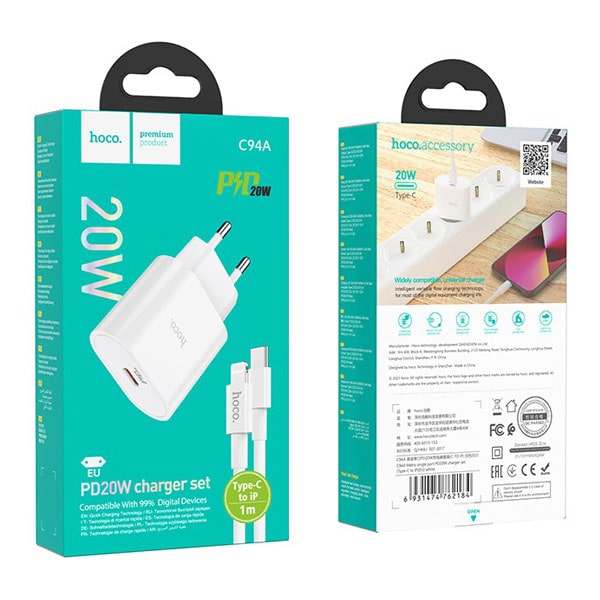Bộ sạc TypeC-Lighting Hoco C94A 20w TypeC-Lighing