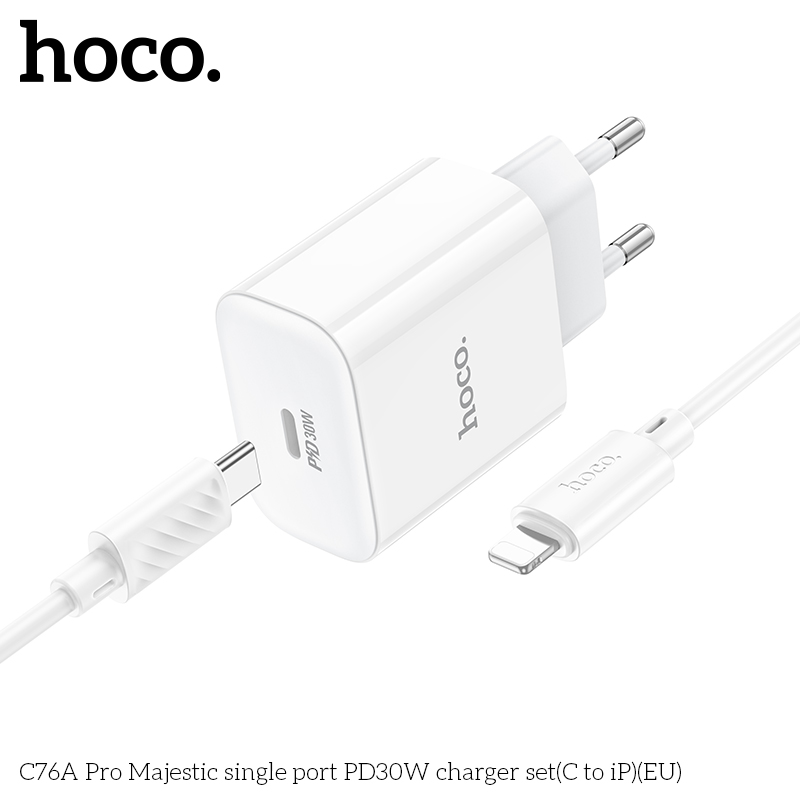 Bộ sạc TypeC-Lighting Hoco C76A Pro Majestic single port PD30W