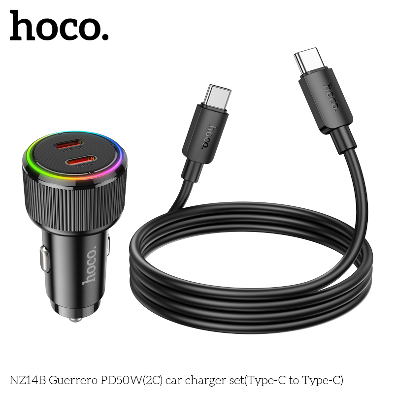 Tẩu sạc ô tô PD50w Hoco NZ14B (2 cổng TypeC)