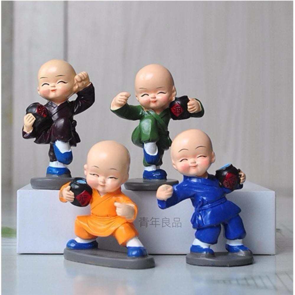 Bộ Tượng 4 Chú Tiểu Ôm Bình Rượu Múa Võ Túy Quyền