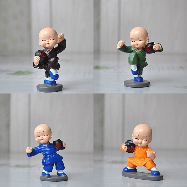 Bộ Tượng 4 Chú Tiểu Ôm Bình Rượu Múa Võ Túy Quyền