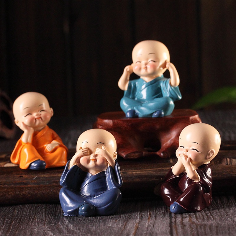 Bộ Tượng 4 Chú Tiểu Tứ Không Đầu Trọc