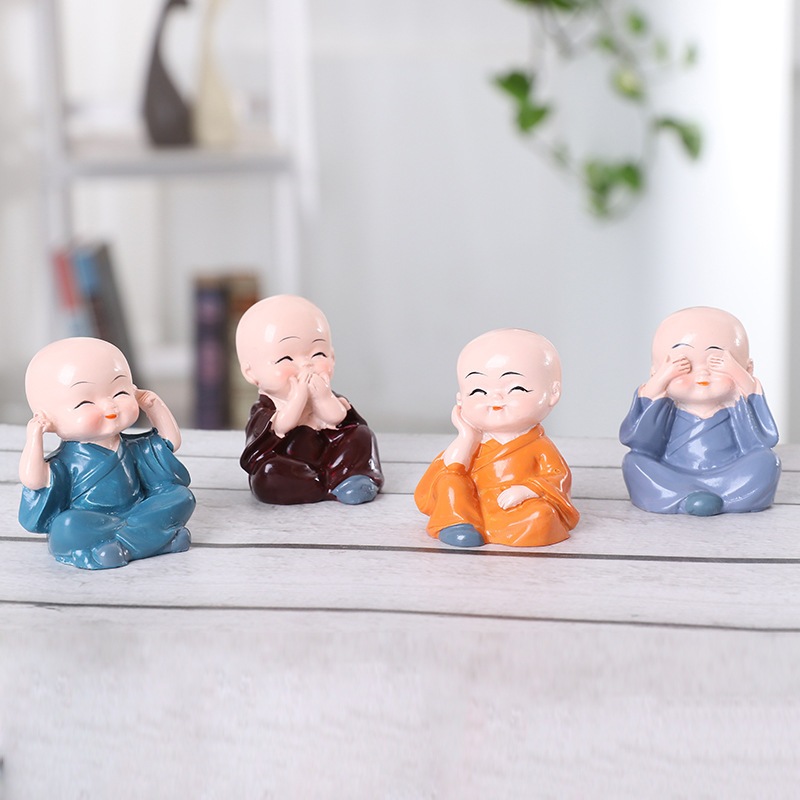 Bộ Tượng 4 Chú Tiểu Tứ Không Đầu Trọc