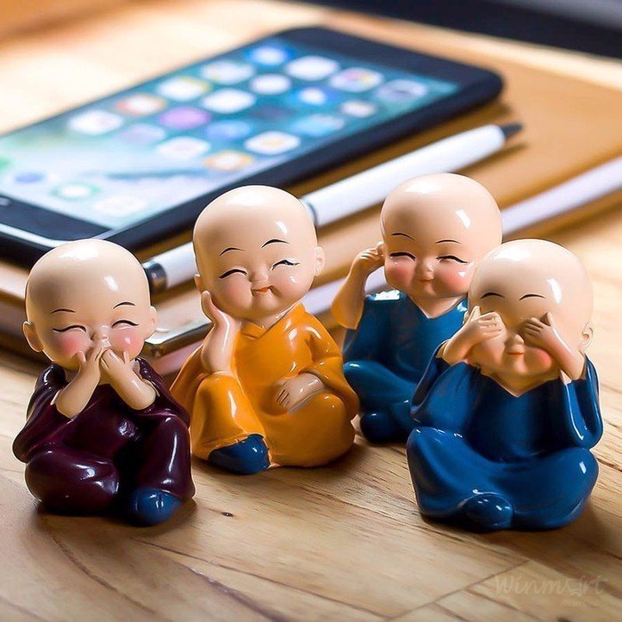 Bộ Tượng 4 Chú Tiểu Tứ Không Đầu Trọc