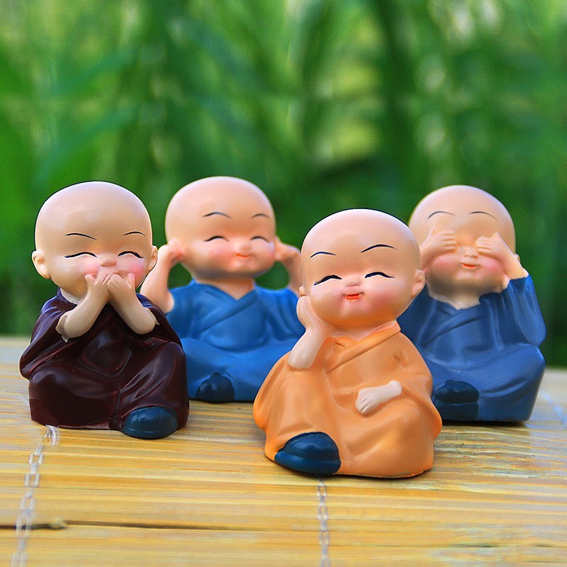 Bộ Tượng 4 Chú Tiểu Tứ Không Đầu Trọc