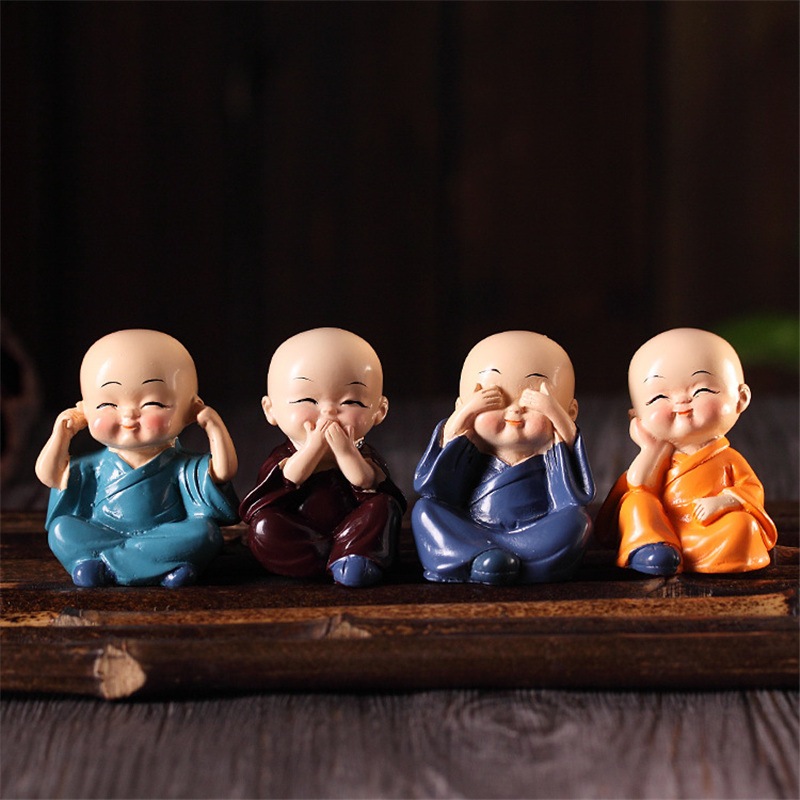 Bộ Tượng 4 Chú Tiểu Tứ Không Đầu Trọc