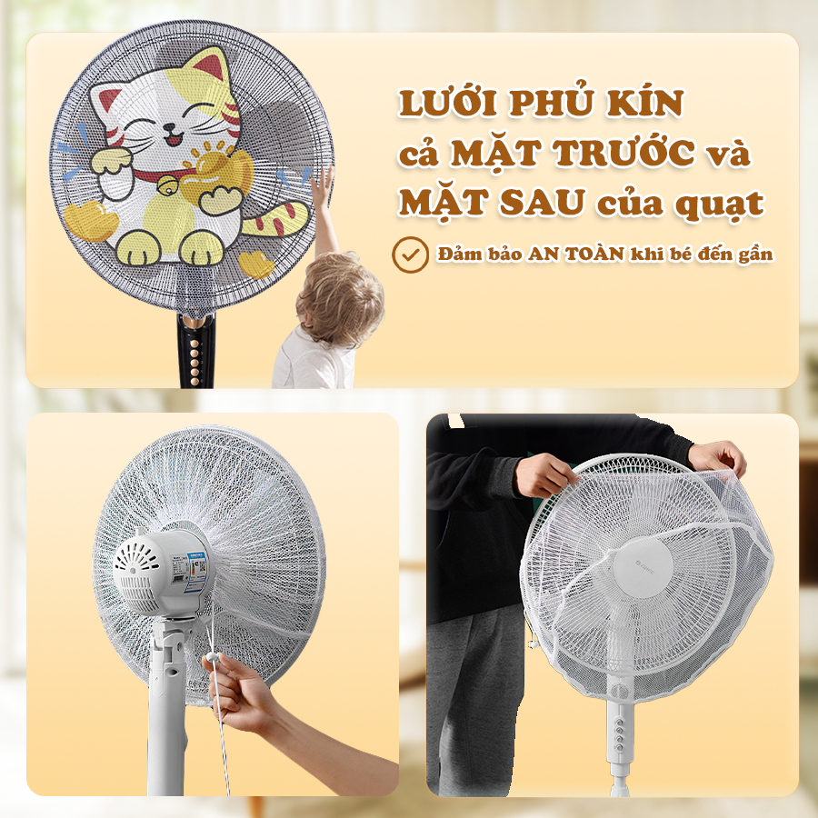 Bọc Trùm Quạt Chống Bụi Có Dây Rút Lưới Hình Thú