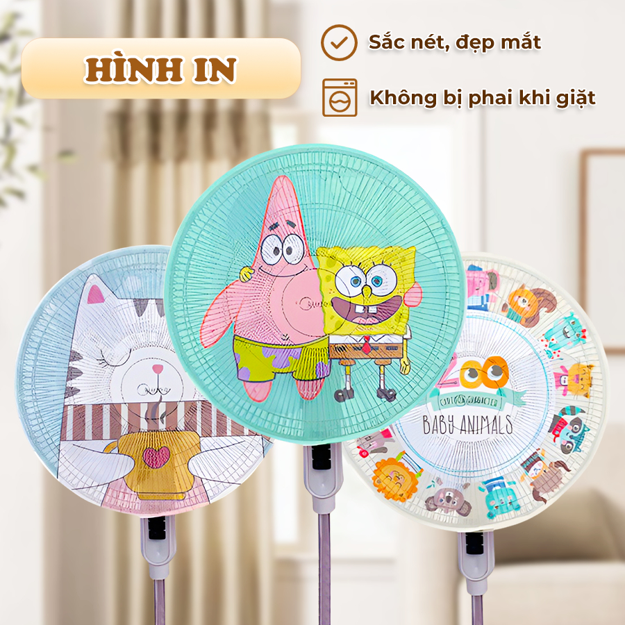 Bọc Trùm Quạt Chống Bụi Có Dây Rút Lưới Hình Thú