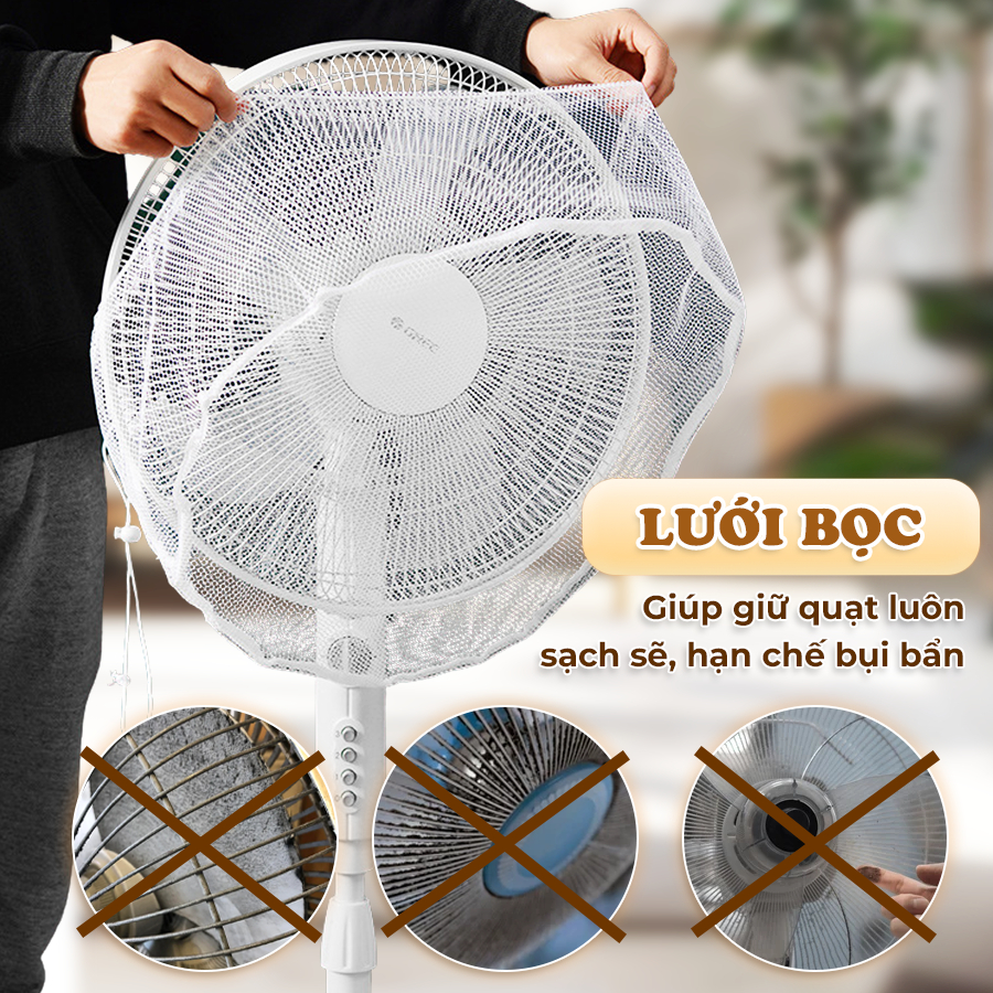 Bọc Trùm Quạt Chống Bụi Có Dây Rút Lưới Hình Thú