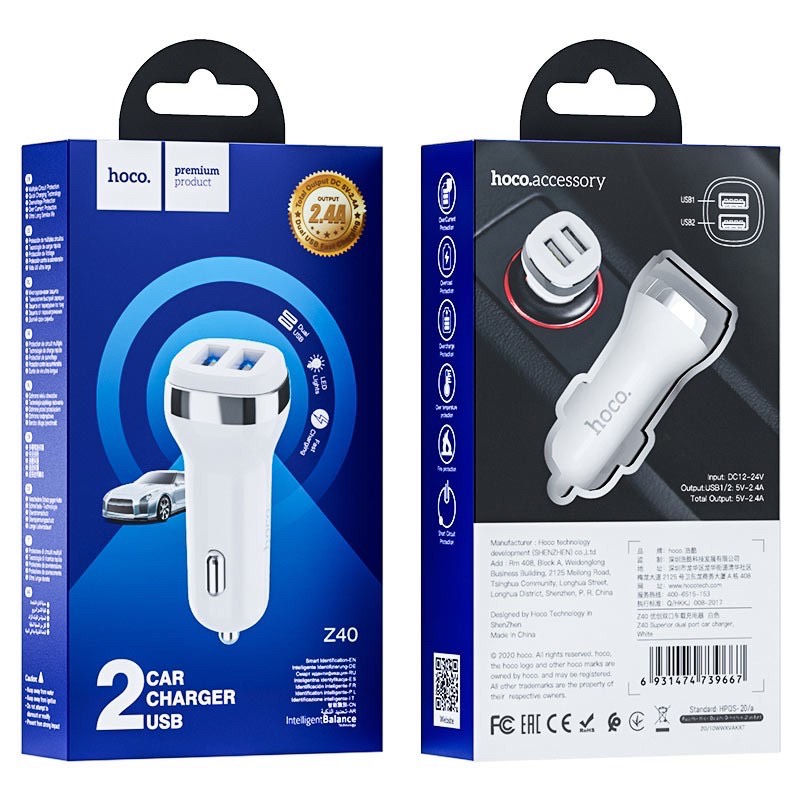 Tẩu sạc ô tô Xe hơi Hoco Z40