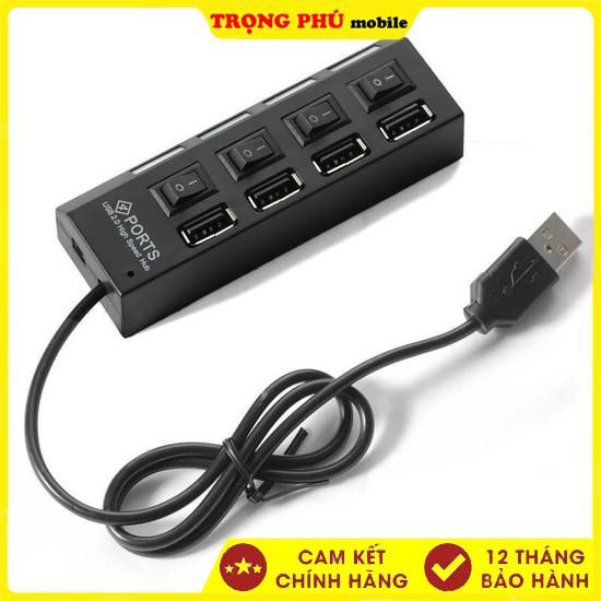 Hub chia 4 cổng USB có công tắc, truyền data và nguồn 0,5A (ko sạc)