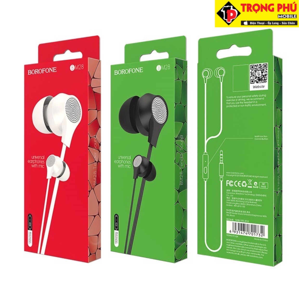 Tai nghe dây Đầu tròn Borofone BM28