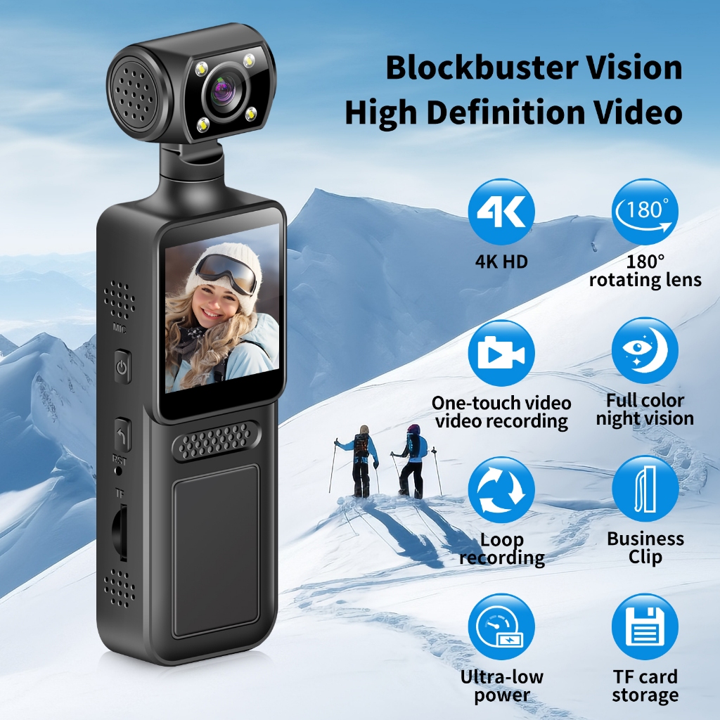 Camera quay phim thể thao 4K HD Xoay 180 ZC-M12 gimbal quay phim