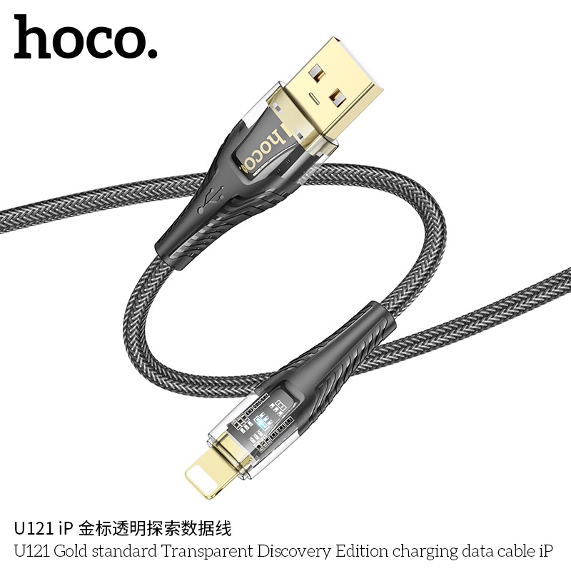 Cáp sạc Usb-Lighting Hoco U121 Gold standard Transparent Discovery Edition 60W