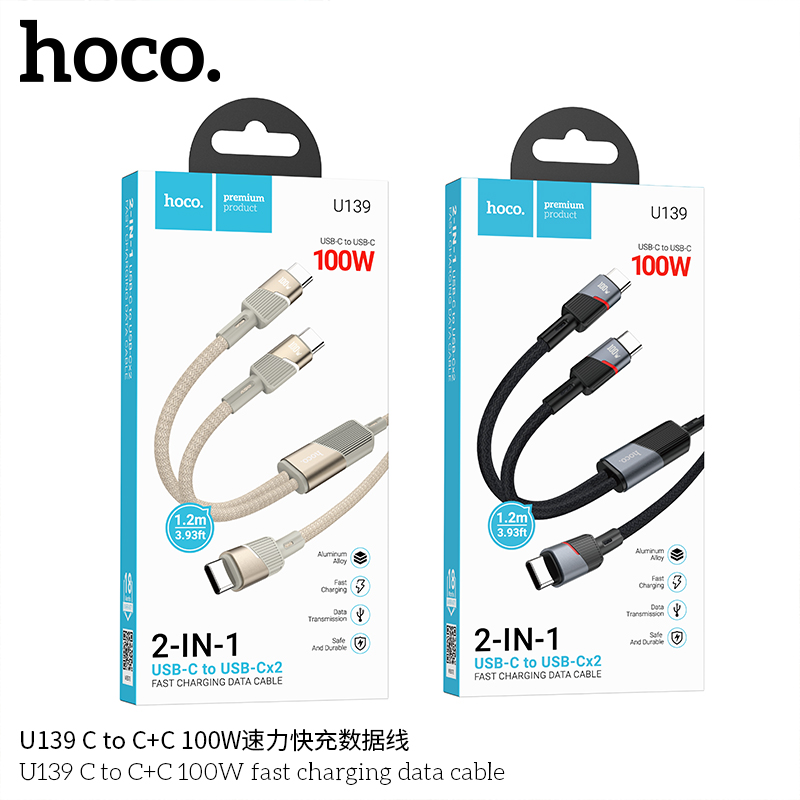 Cáp sạc 2 đầu Hoco U139 TypeC