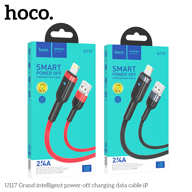 Cáp sạc Usb-Lighting Hoco U117 Grand intelligent power-off charging data cable