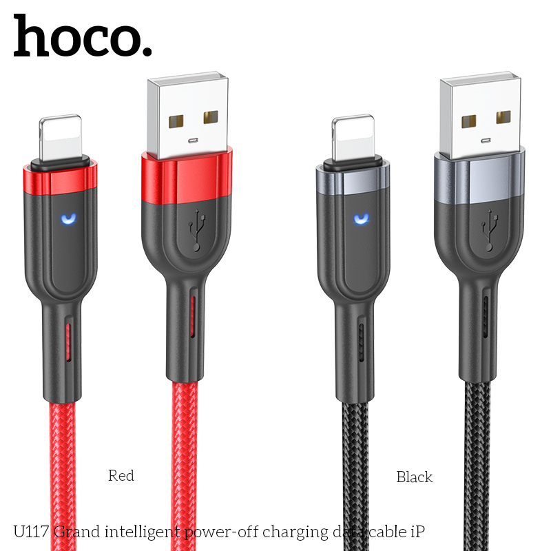 Cáp sạc Usb-Lighting Hoco U117 Grand intelligent power-off charging data cable