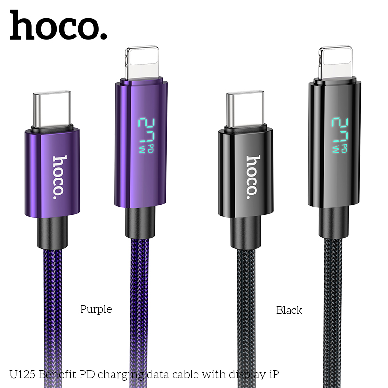 Cáp sạc TypeC-Lighting nhanh Hoco u125 tpeC báo sạc nhanh