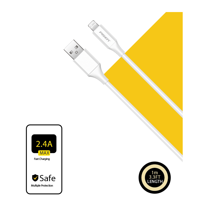 Cáp sạc Usb-Lighting Pisen AL05 Mr white 1m