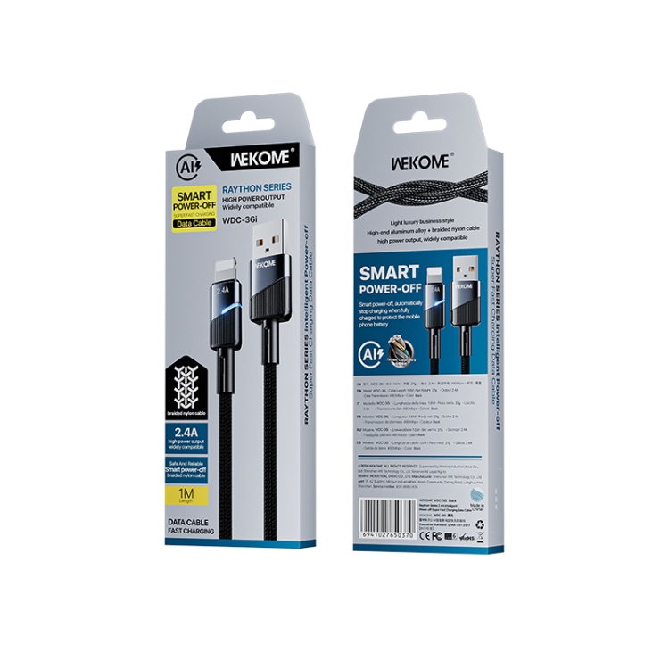 Cáp sạc Usb-Lighting  Nhanh 2.4A Wekome Wdc-36i- Hãng
