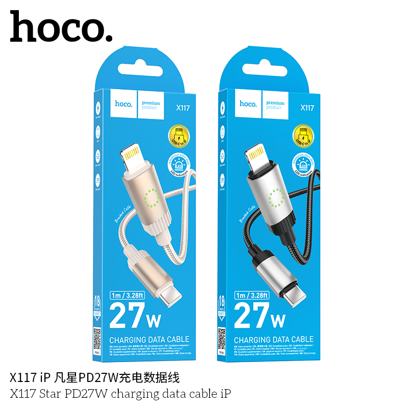 Cáp sạc TypeC-Lighting Hoco X117 Star PD27W charging data cable