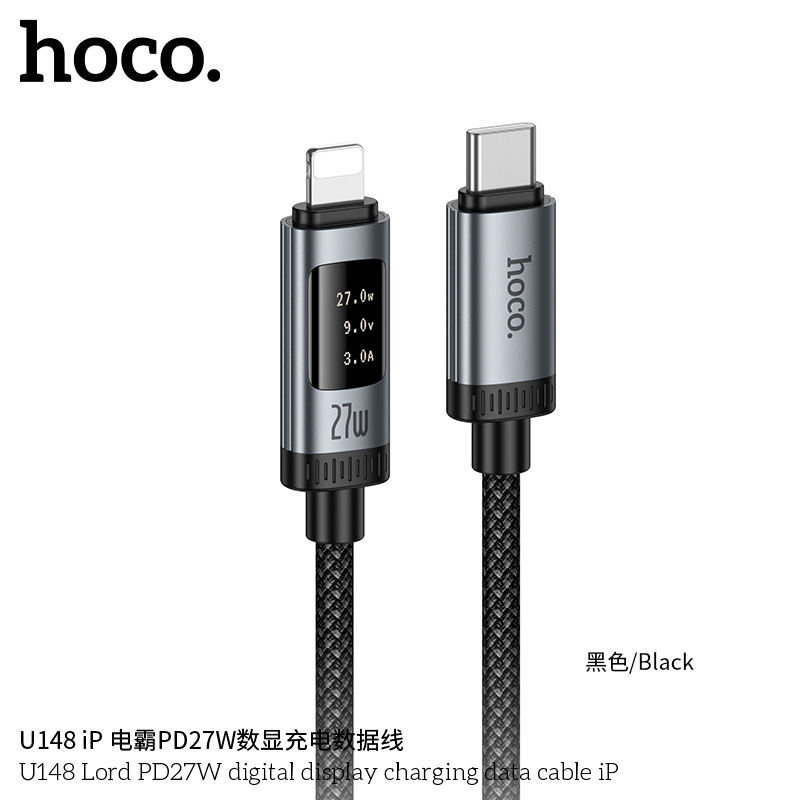 Cáp sạc TypeC-Lighting Hoco U148 27w đèn led báo