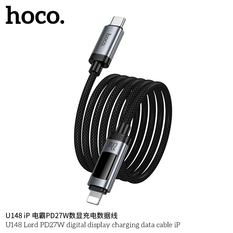 Cáp sạc TypeC-Lighting Hoco U148 27w đèn led báo