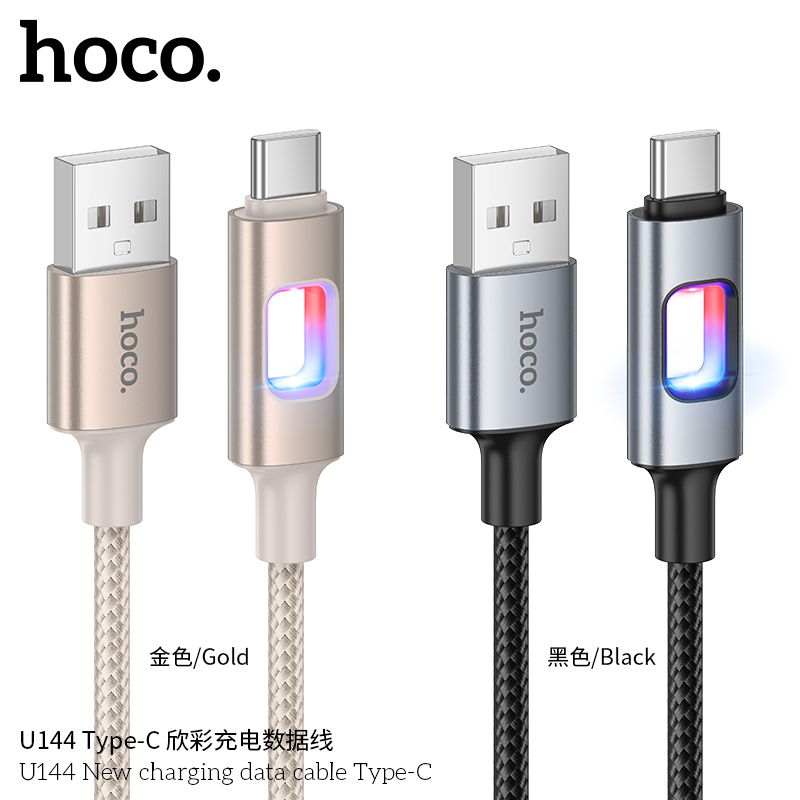 Cáp sạc Usb-TypeC Hoco U144 dây dù đèn led báo