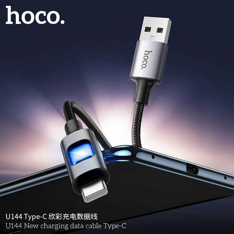 Cáp sạc Usb-TypeC Hoco U144 dây dù đèn led báo