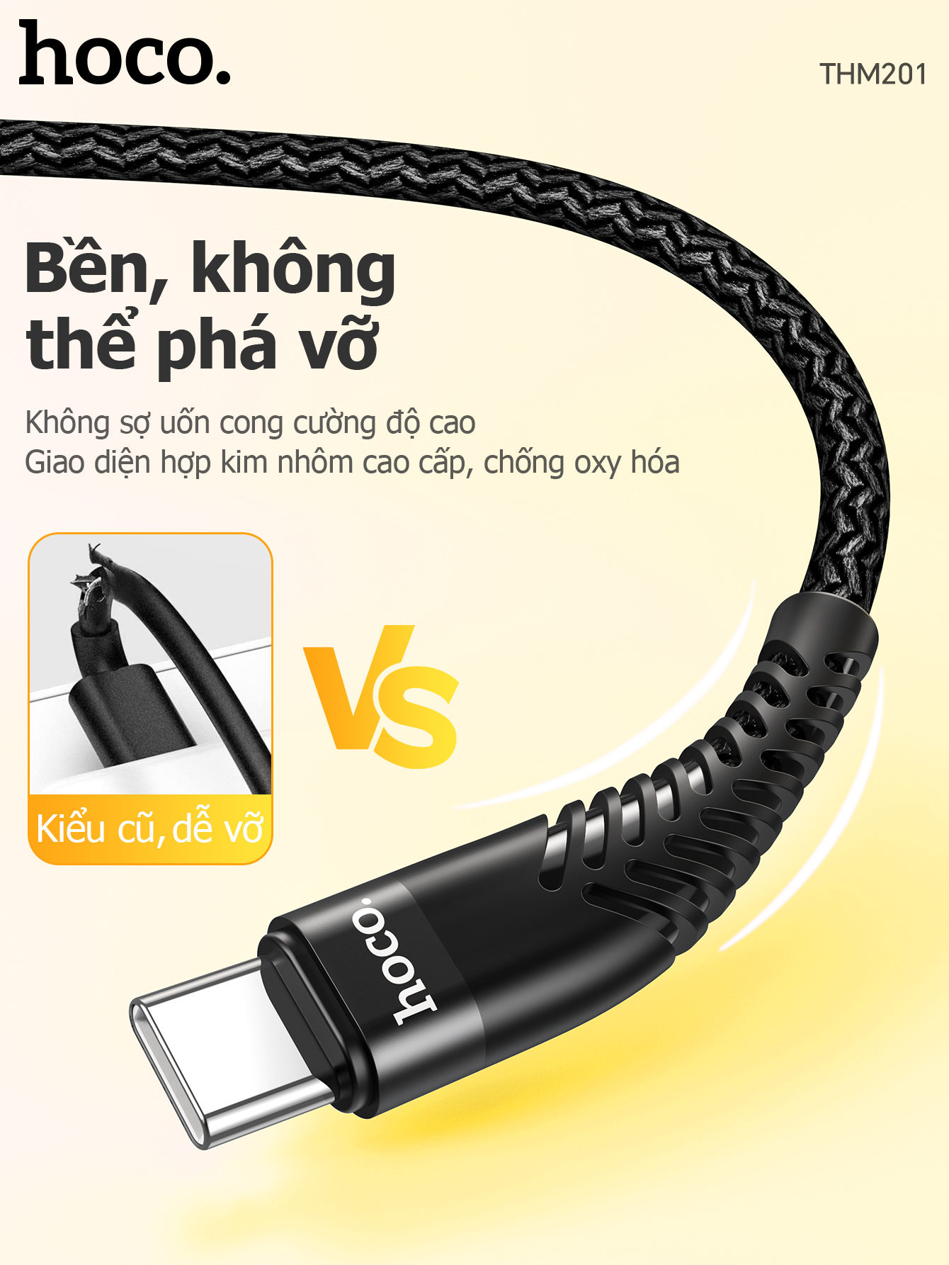 Cáp sạc TypeC-Lighting Hoco THM201
