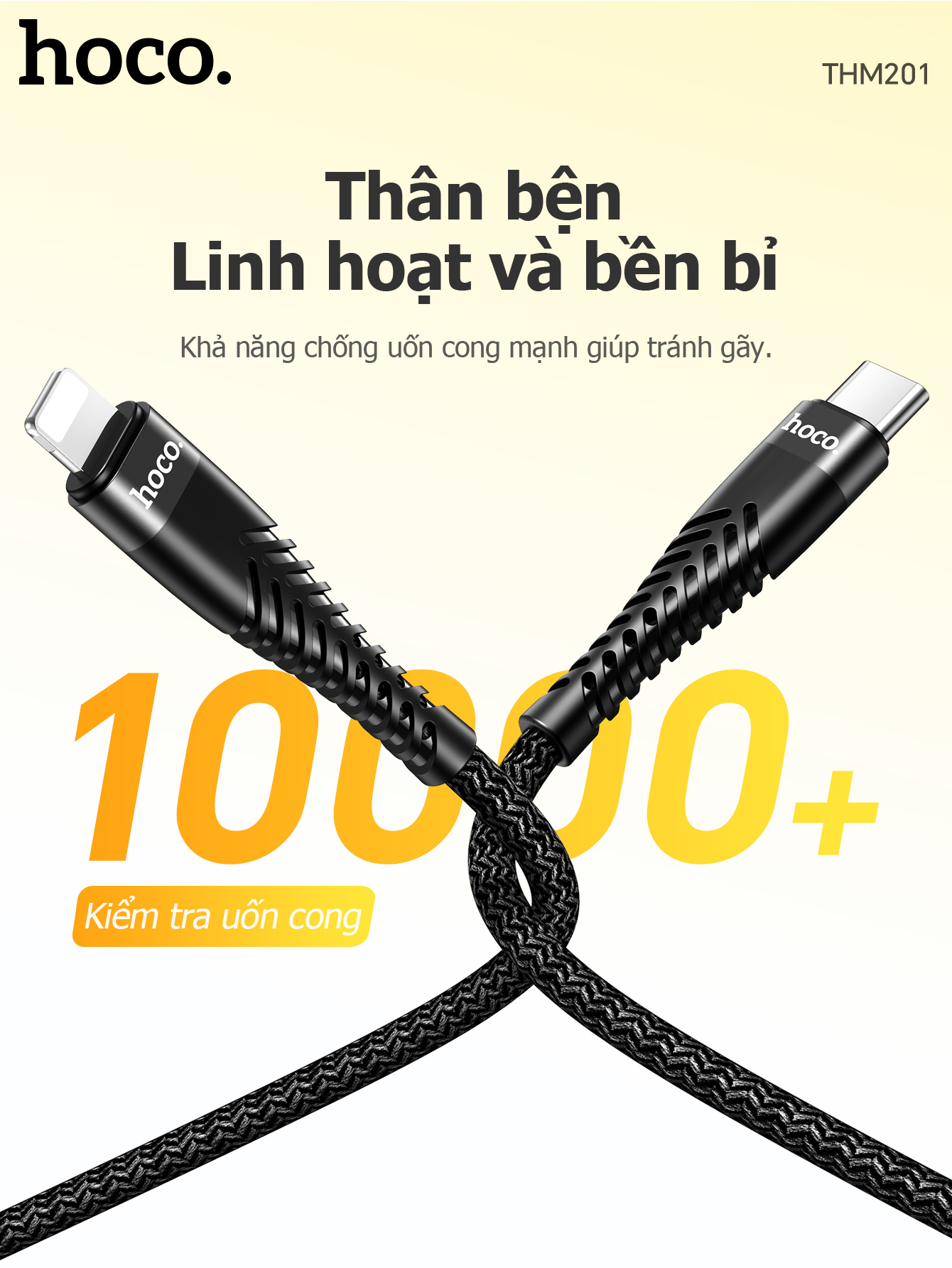 Cáp sạc TypeC-Lighting Hoco THM201